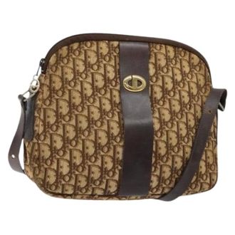 Dior Pre-owned Cross Body Bags, female, Brown, Size: ONE SIZE Pre-owned Vintage Trotter Canvas Shoulder Bag