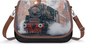 Generic Steam Locomotive Train Small Womens Crossbody Bags Shoulder Handbag with Adjustable Strap for Travel