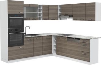 Vicco Cucina angolare completa R-Line, Grigio prezioso/bianco, 237 x 60 cm senza piano di lavoro