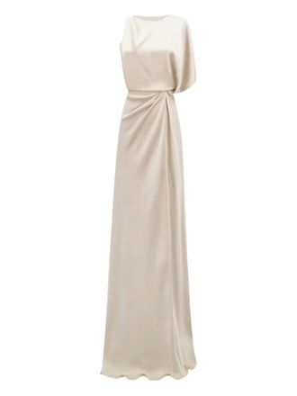 Gemy Maalouf asymmetrical-neckline draping maxi dress - Toni neutri