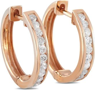 Luxury Bazaar Orecchini a cerchio in oro rosa 14 carati con diamanti