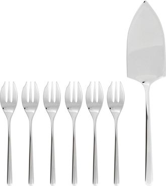 Sambonet Set of 6 Dessert Forks and Cake Server Linear