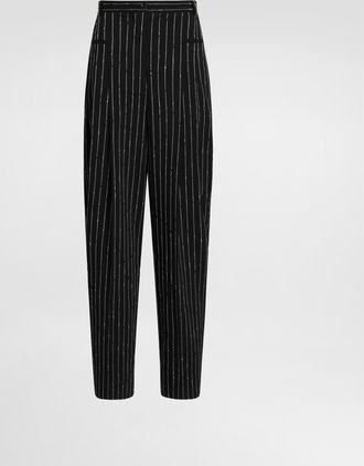 Dolce & Gabbana Pinstripe Virgin Wool Trousers - Woman Pants And Shorts Multicolor 38