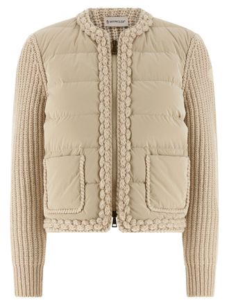 Moncler Padded Cardigan Sweaters And Cardigans Beige