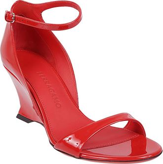 Ferragamo Womens Patent Leather Open-toe Sandals - Red - Size EU 37