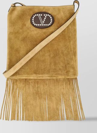 Valentino Garavani suede leather fringed shoulder bag