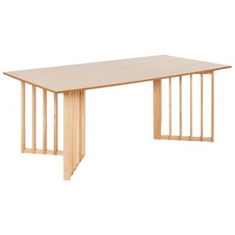 Beliani Beliani - Mesa De Comedor De Dise&ntilde;o Moderno Base De Paneles 200 X 100 Cm Madera De Fresno Claro Leandra