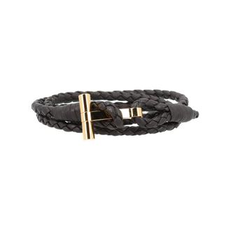 Tom Ford Bracelets, male, Brown, Size: M Braided Leather T Bracelet