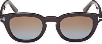 Tom Ford 48mm Gradient Polarized Square Sunglasses in Brown Horn /Gradient Brown at Nordstrom