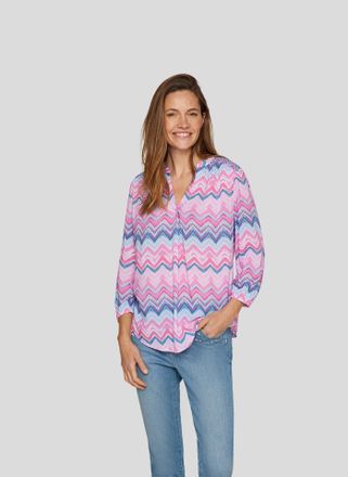 Rabe Druckbluse RABE, Damen, Gr. 38, mandelbl&uuml;te, Web, Obermaterial: 100% Viskose, bedruckt, gemustert, tailliert h&uuml;ftbedeckend, Rundhals, eng elastischer 