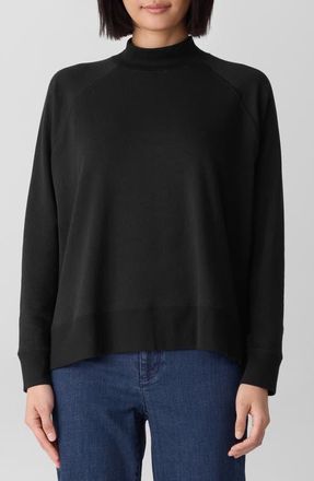 Eileen Fisher Mock Neck Long Sleeve Top in Black at Nordstrom, Size X-Large