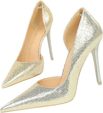 Generic Women Pointed Toe High Heel Pumps Summer Side Hollow Out Party Elegant High Heels Shoes Silver