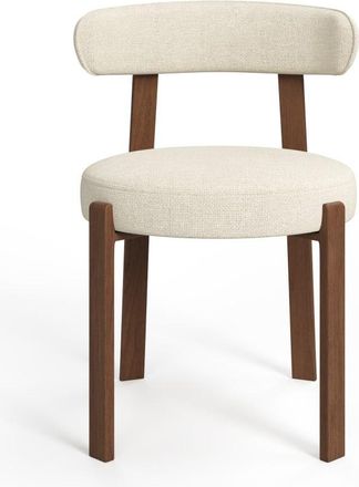 Sia Home Lote de 2 sillas de terciopelo chenilla crema con patas de nogal