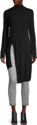 BCBGeneration Asymmetric Rayon Turtleneck Top In Black