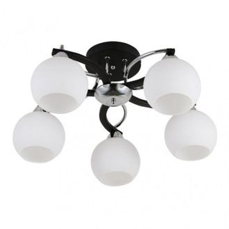Fabrilamp Fabrilamp - Plafon Pissis Negro De 5 Luces Con Tulipa Blanca