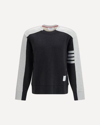 Thom Browne Colorblock Crewneck Sweatshirt with 4-bar detail Male 3