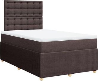 vidaXL Cama Box Spring Con Colch&oacute;n Tela Marr&oacute;n Oscuro 120x190 Cm Vidaxl