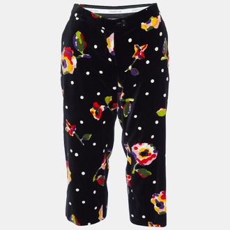 Moschino Cheap And Chic Black Printed Velvet Capri Pants