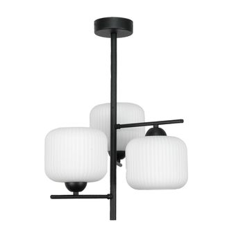 OEM L&aacute;mpara De Techo Colgante Cl&aacute;sica Negra Con Pantalla De Cristal Blanco 15-445 Pablo