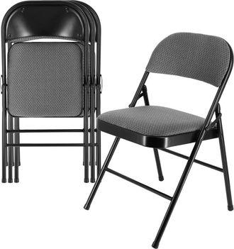 Elama 4 Piece Metal Folding Chair with Padded Seats in Grey at Nordstrom