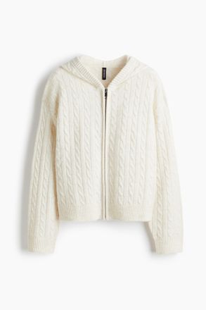 H&M Gerippter Cardigan - Cremefarben