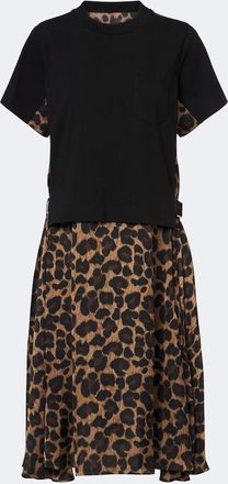 sacai Abito midi in jersey di cotone