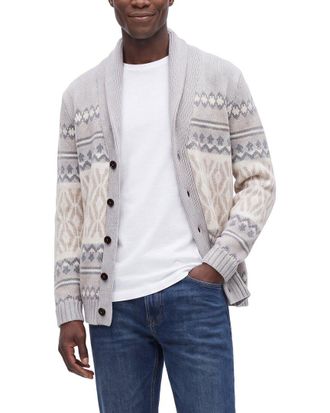 N.Peal N.Peal Jacquard 100% Cashmere Shawl Collar Cardigan