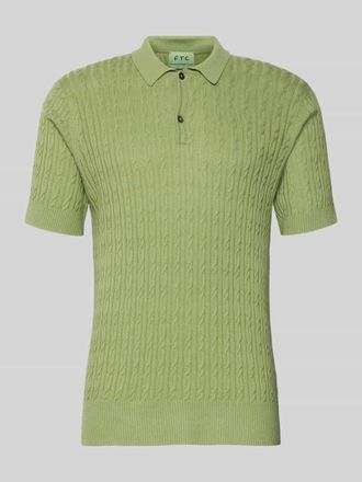 FTC Slim Fit Kurzarm Pullover mit Kaschmir-Anteil in Strick-Optik in Gruen, Größe 48