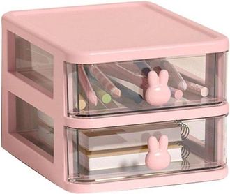 OEM Allecto Plus, Caja Organizadora De Escritorio Multinivel Y Caj&oacute;n Transparente Para Libros Y Bol&iacute;grafos, Rosa, 2 Niveles, 134 X 17 X 11 Cm