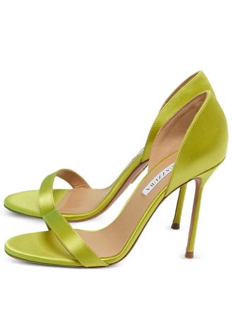 Aquazzura Uptown DOrsay satin sandals - women - Satin/Calf Leather/Calf Leather - 38.5 - Green