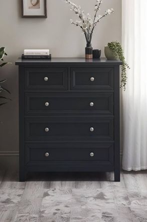 Julian Bowen Maine 5 Drawer Chest (3+2) in Dark Grey
