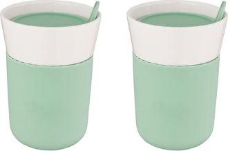 Berghoff Leo Green Porcelain Travel Mug - Set of 2 in White/Green at Nordstrom Rack