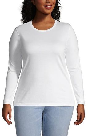 Lands End Relaxed Supima Cotton Long Sleeve Crew Neck T-Shirt in White at Nordstrom, Size 2X
