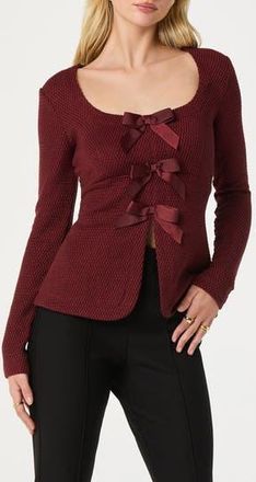 ASTR the Label Split Front Bow Top in Burgundy at Nordstrom Rack, Size X-Small
