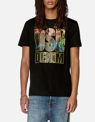 Diesel Mens Diesel T-Diegor-L7 Mens T Shirts Short Sleeve Crew Neck Casual Summer Cotton Tee - Black - Size: 34