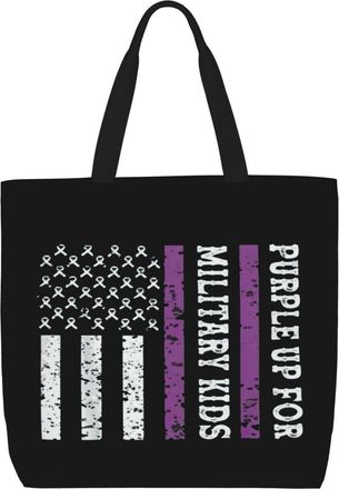 Generic Women Handbag Purple Up Military Kids Military Child Month Handbag Folding Large Capacity Beach Travel Bags, For Work, Wedding, Graduation, Daily, Bir