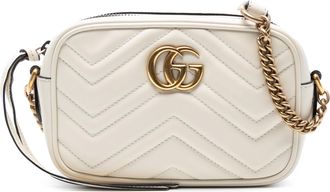 Gucci Pre-owned Womens Mini Gg Marmont Matelasse Leather Crossbody - Light Grey - One Size