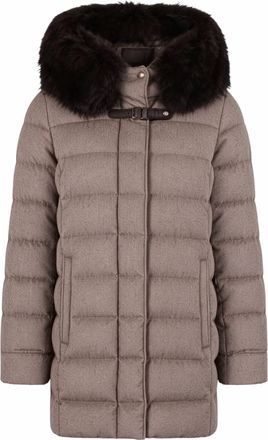 Moorer Womens Mid-Length Down Coat In Sabbia