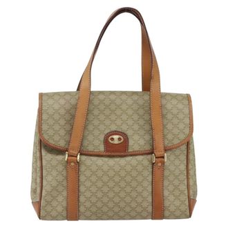 Celine Vintage Macadam Handbag Canvas And Leather Beige Canvas Handbag (Pre-Owned)