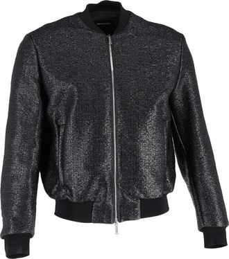 Dsquared2 Textured Zipped Bomber Jacket in Black Polyester