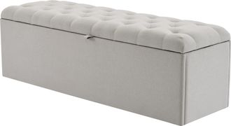 STILVORA Banco Con Almacenaje Y Asiento Acolchado, Gran Capacidad, Dise&ntilde;o Europeo, En Lino Gris Claro