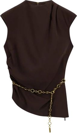 Marciano Kamila Mouwloze Top met Rolkraag - Dames - Tops zonder mouwen - Bruin - L - Tops