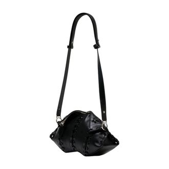 Alexander McQueen Womens Ruched Leather Clutch Black