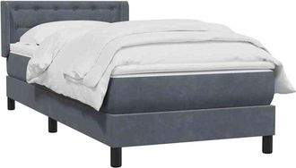vidaXL Cama Box Spring Con Colch&oacute;n Terciopelo Gris Oscuro 90x210 Cm Vidaxl