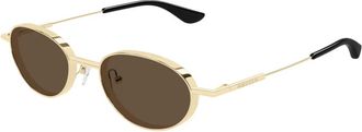 Alexander McQueen T-Bar Metalen Zonnebril - unisex - Zonnebrillen - Geel - 50 MM - Nylon - Accessoires