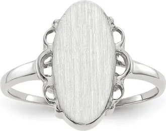 Diamond2Deal 14k White Gold Open Back Signet Ring