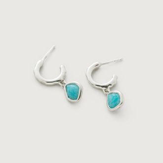 Monica Vinader Sterling Silver Siren Mini Nugget Huggie Earrings Amazonite
