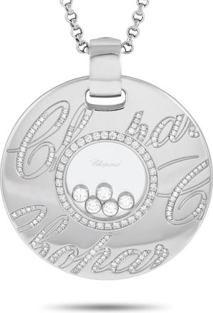 Chopard Happy Diamonds 18K White Gold 1.14ct Diamond Pendant Necklace CH30-102124