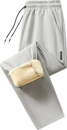 Generic Mens Fleece Lined Sweatpants - Sherpa Tracksuit Bottoms, Loose Fit Joggers, Solid Winter Warm Plush Trousers, Elastic Waist Pants, Pockets, Drawstring