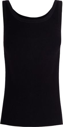 Elisabetta Franchi Sleeveless Knit Top with Glossy Viscose Bands